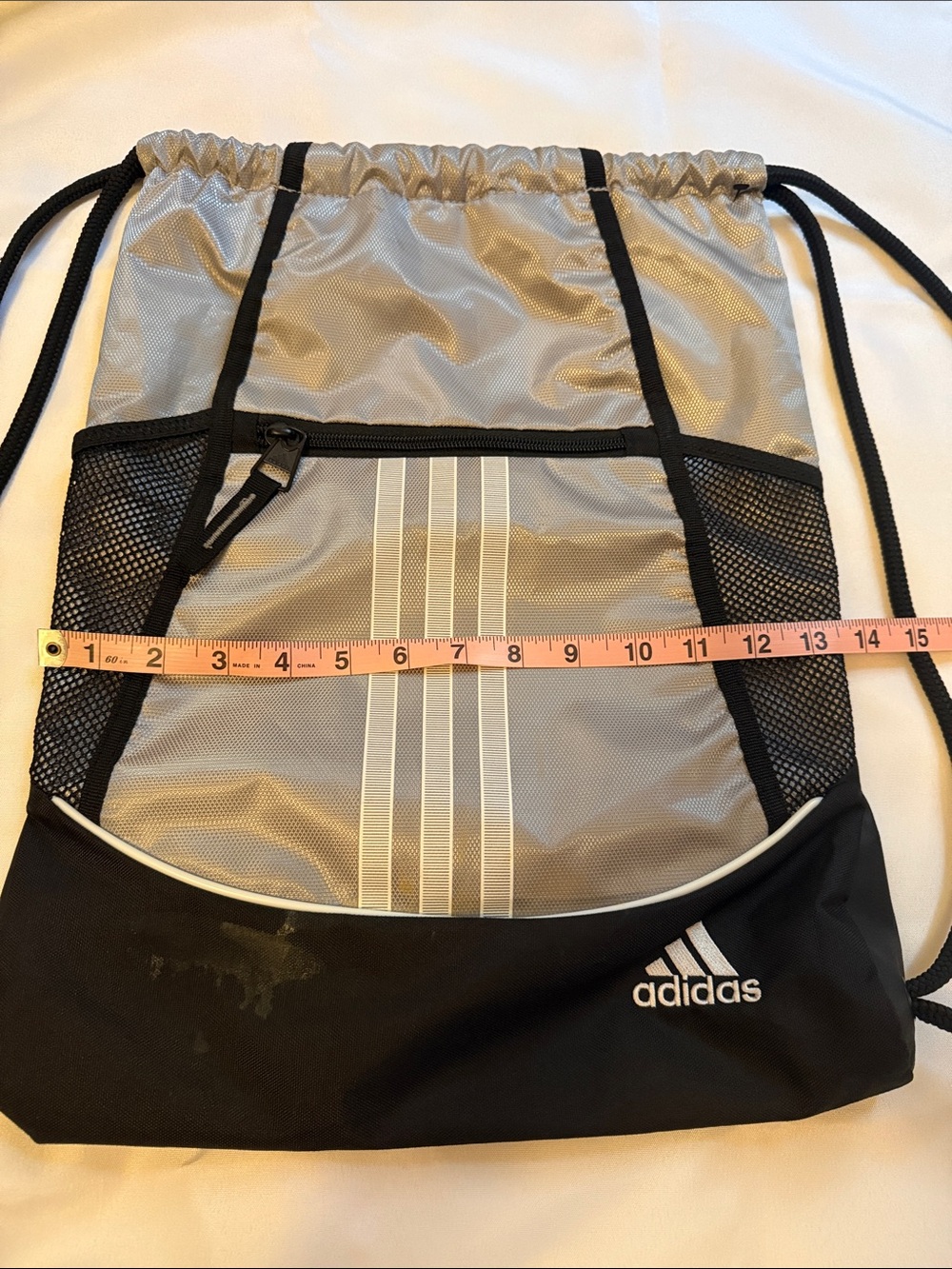 adidas Gray and Black Drawstring Sports Backpack - Picture 5 of 5